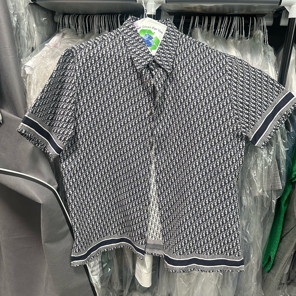Dior Black and White Geometric Button Down Shirt